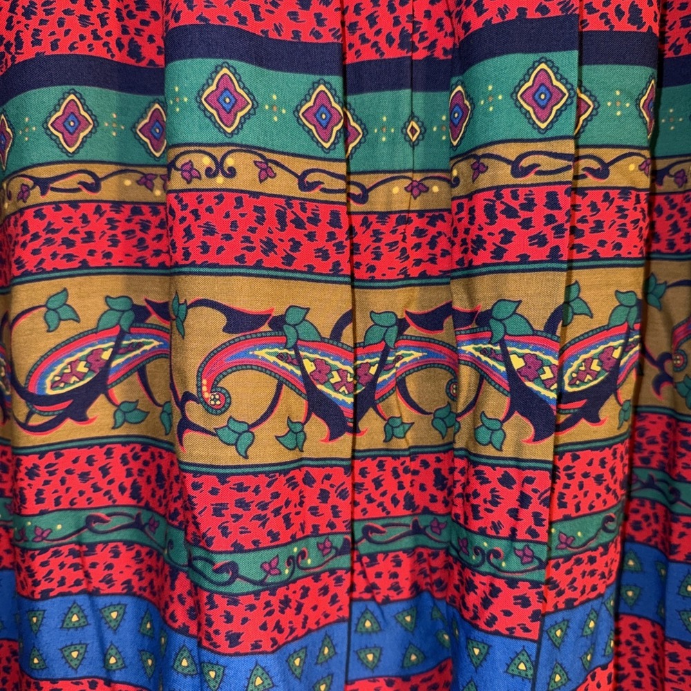 Chaus Vintage Midi Skirt Maximalism Multicolor 90s Boho Art To Wear Size 10 Wmns - Picture 2 of 7